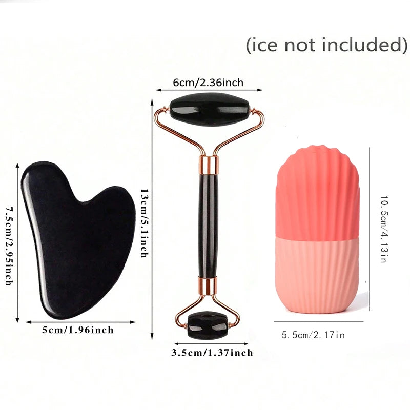 Ice Face Roller & Gua Sha Set 1-3pcs - Facial Massage Contouring Tools