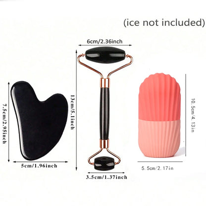 Ice Face Roller & Gua Sha Set 1-3pcs - Facial Massage Contouring Tools