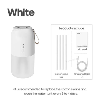 Ultrasonic Humidifier 300ml - Rechargeable 2000mAh USB Portable Mist Diffuser