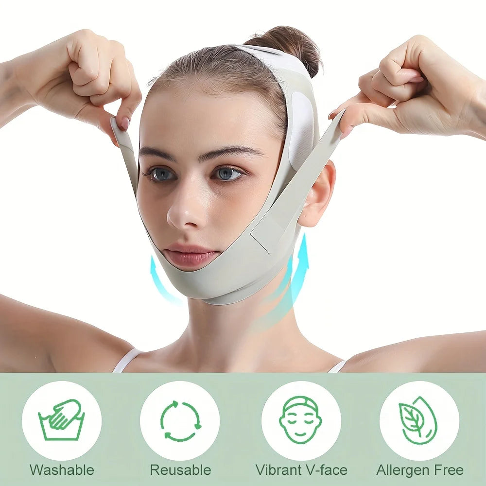 Reusable Face Slimming Band - Adjustable Elastic V-Line Lifting Strap