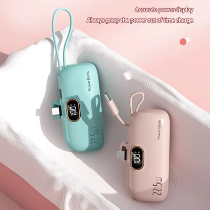 Digital -High Capacity Power Bank 30000mAh - Mini Capsule Fast Charger Mobile Battery Battery with Cable