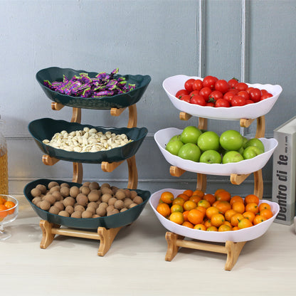 "Multi-Layer Fruit Stand - Modern 3 Tier Snack Dish for Living Room"