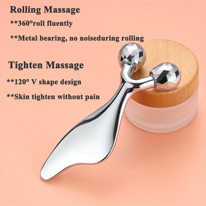 2-in-1 Facial Massager & Gua Sha Tool - 3D Roller for Face Sculpting