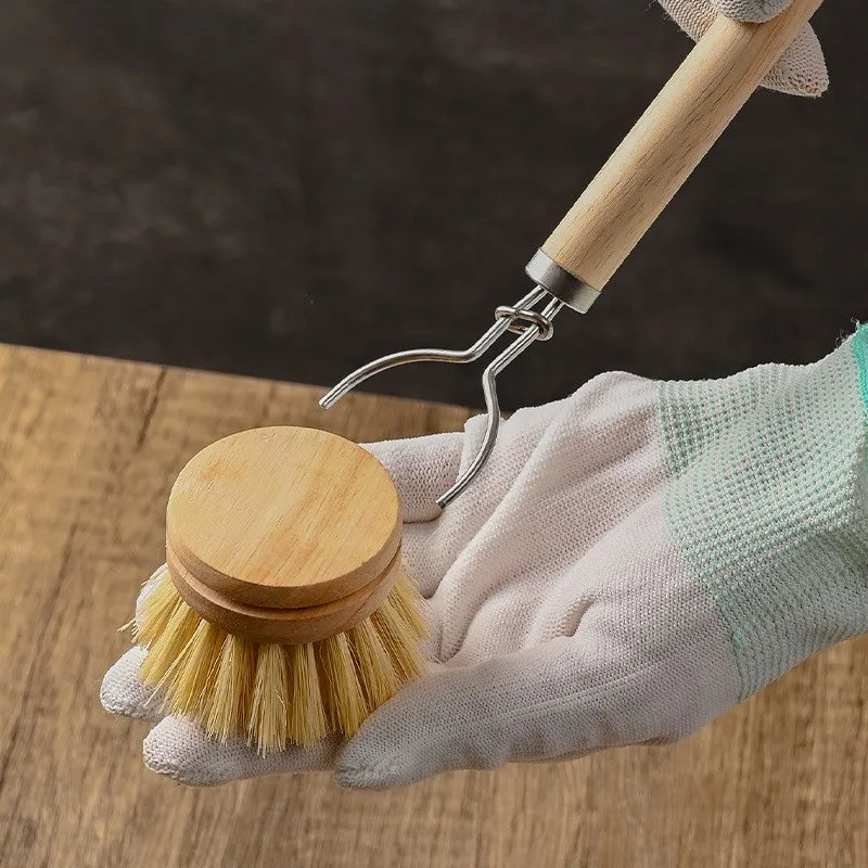 Dish Brush - Wooden Handle with Replaceable Head Kitchen Cleaning