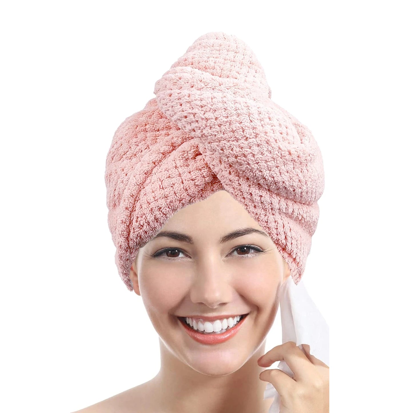 Hair Towel Wrap - Textured Absorbent Turban with Button 25x65cm