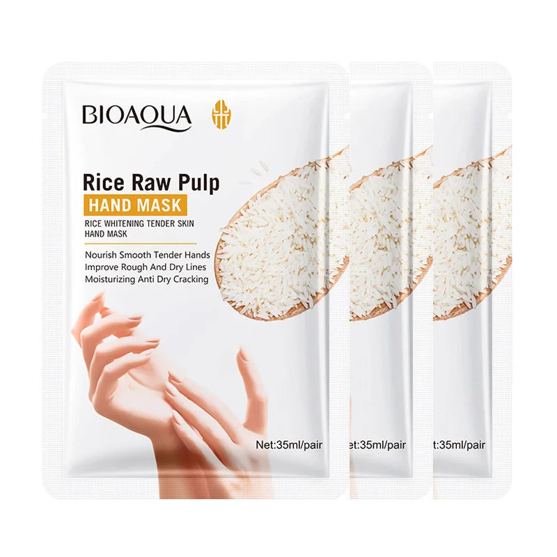 White Rice Hand Mask - Moisturising Anti-Aging Hand Gloves