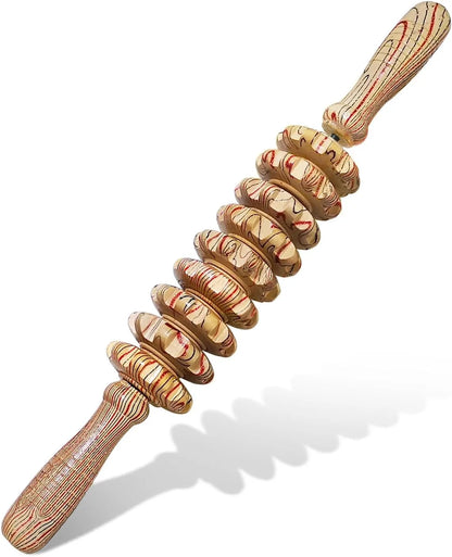 Wooden Massage Roller - Trigger Point Therapy Stick for Muscles & Fascia