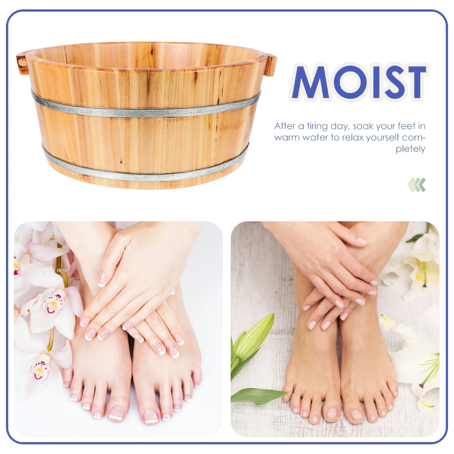 Wooden Foot Bath Bucket - Portable Spa Soaking Basin
