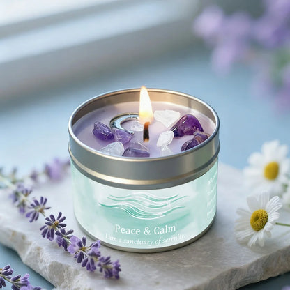 Peace Ritual Candle - Lavender Chamomile with Healing Crystals