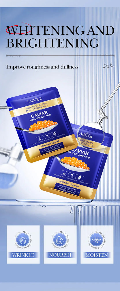 Caviar Face Masks 5-10pcs - Hyaluronic Acid Hydrating Sheet Masks