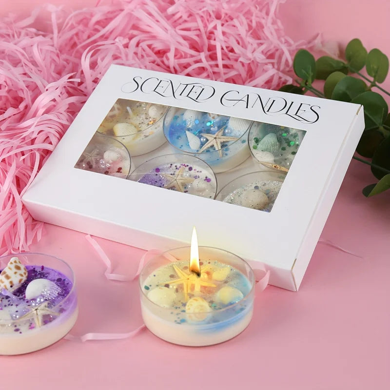 Seashell Candle Set - Scented with Pearls & Glitter Party Favours