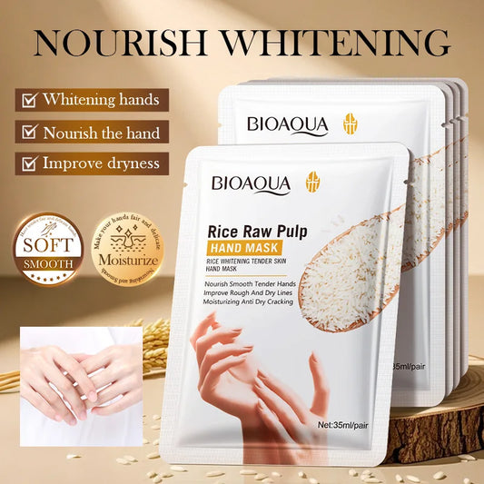 White Rice Hand Mask - Moisturising Anti-Aging Hand Gloves