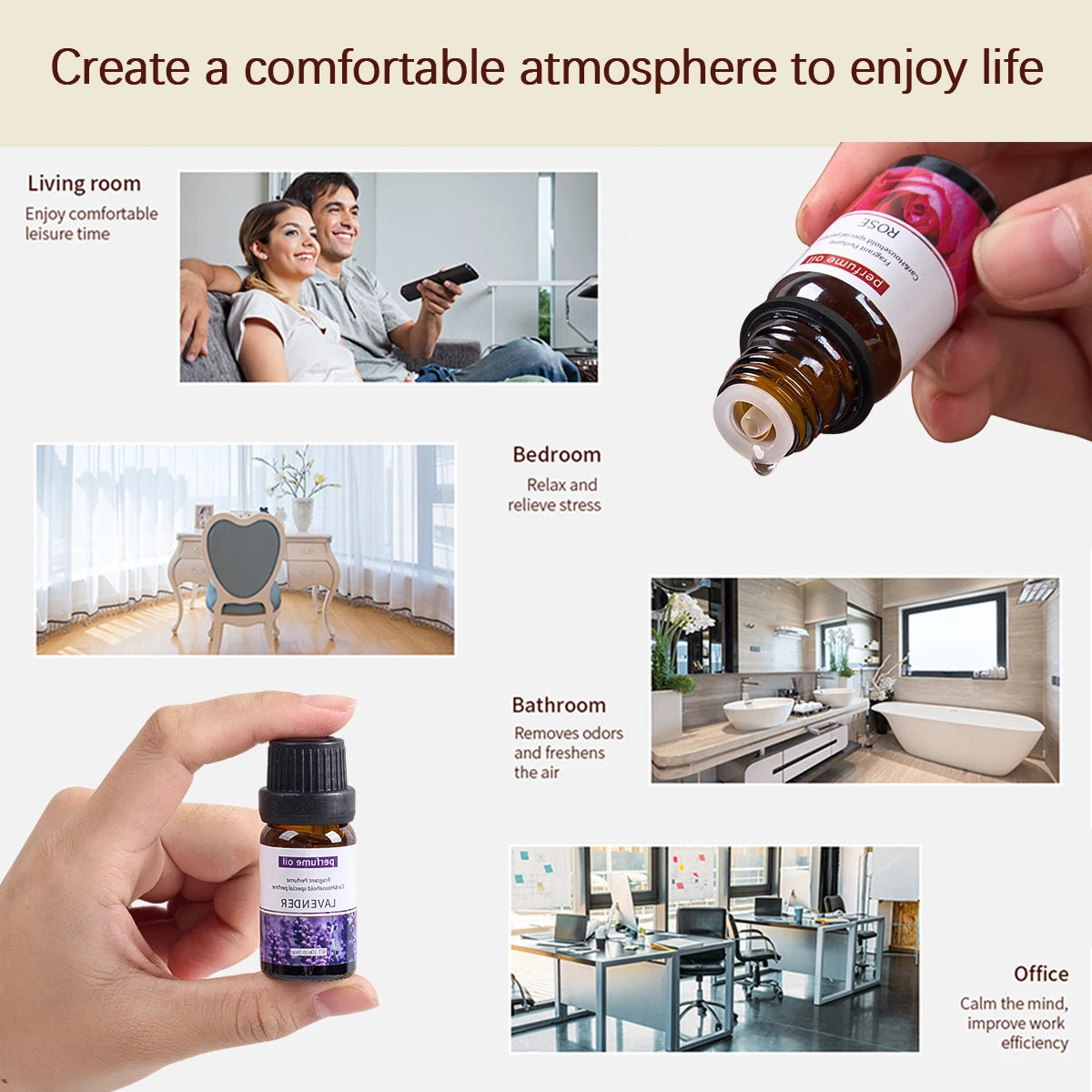 Essential Oil Set 6x10ml - Water-Soluble Aromatherapy Diffuser & Massage Kit