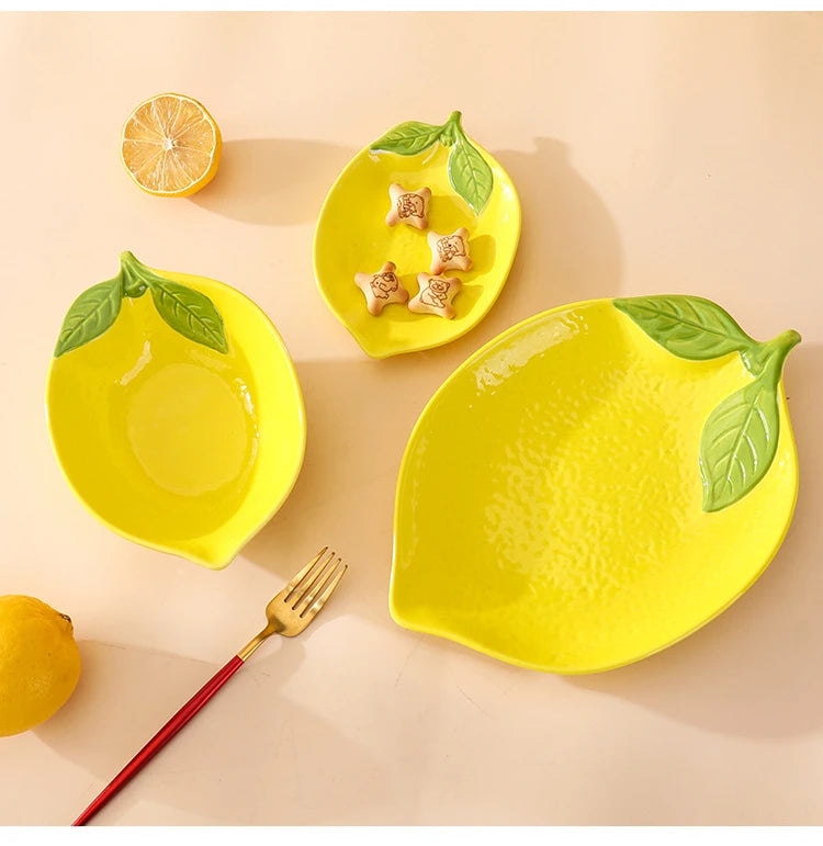 Creative Lemon Ceramic Dinnerware - Fruit Plates and Dessert Bowls Collection