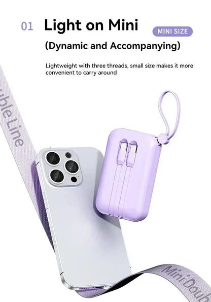 Portable Power Bank 20000mAh Digital - Fast Charging Mobile Battery with Cable