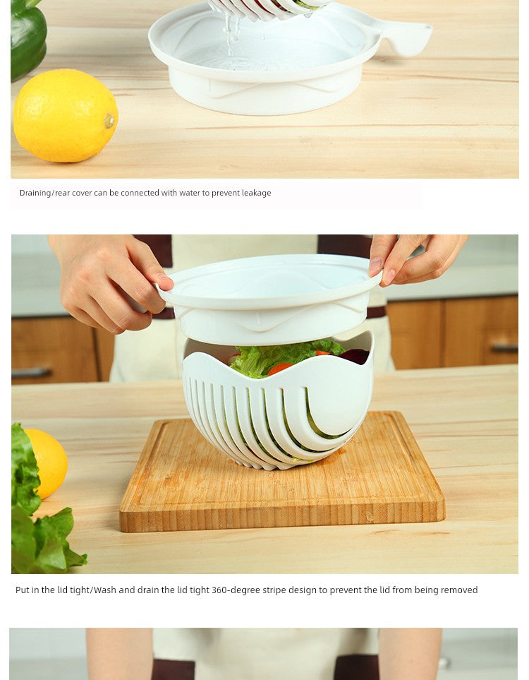 Vegetable Cutting Bowl - Quick Salad Prep Gadget with Slicing Function