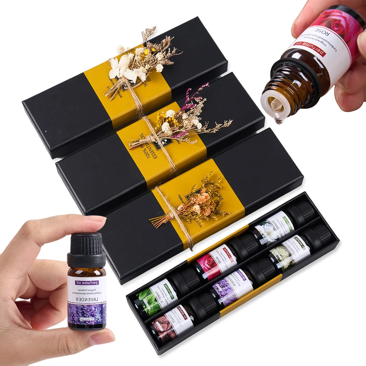 Essential Oil Set 6x10ml - Water-Soluble Aromatherapy Diffuser & Massage Kit