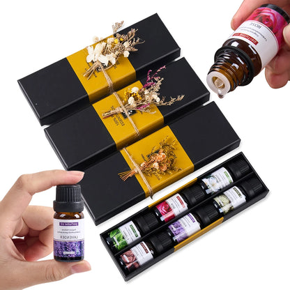 Essential Oil Set 6x10ml - Water-Soluble Aromatherapy Diffuser & Massage Kit