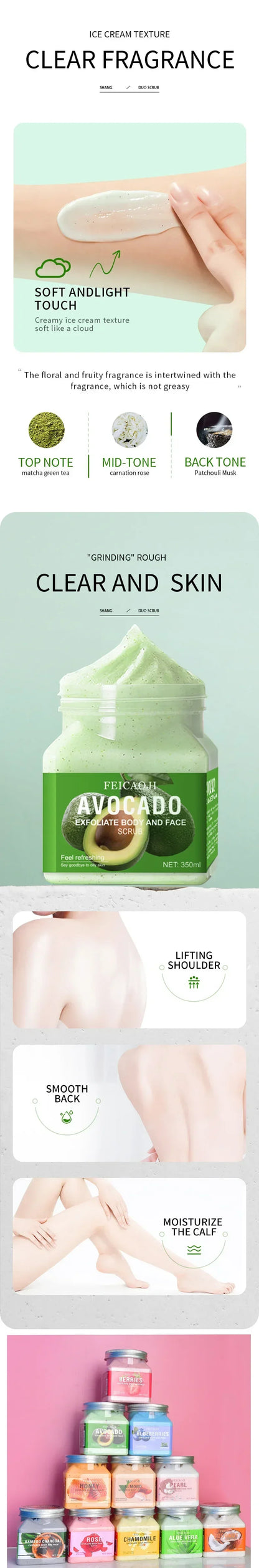 Body Scrub 350ml - Exfoliating Bath Salt with Coffee & Rice