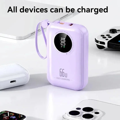 Portable Power Bank 20000mAh Digital - Fast Charging Mobile Battery with Cable