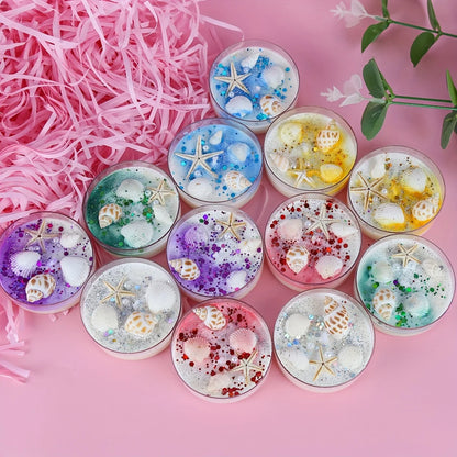 Seashell Candle Set - Scented with Pearls & Glitter Party Favours