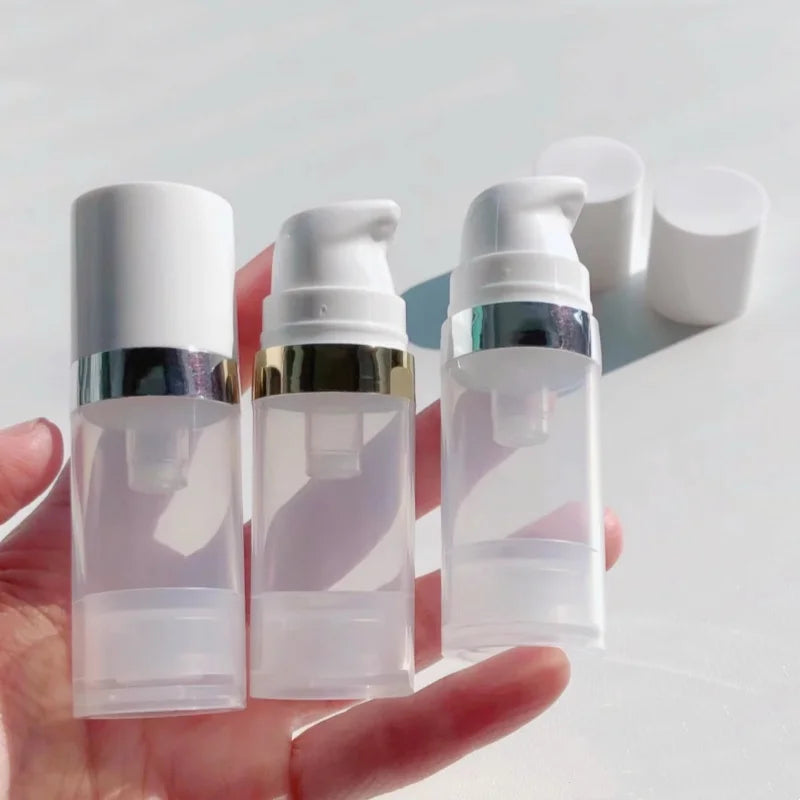 Travel Cosmetic Bottles with Pump - 5Pcs Vacuum Containers for Skincare Products"