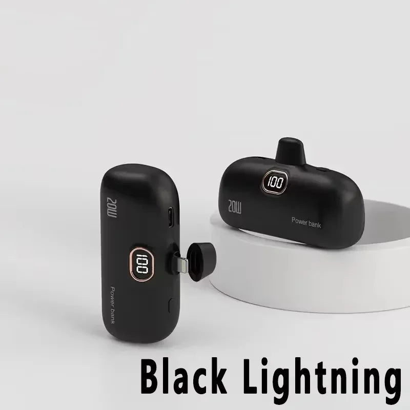 Digital -High Capacity Power Bank 30000mAh - Mini Capsule Fast Charger Mobile Battery Battery with Cable