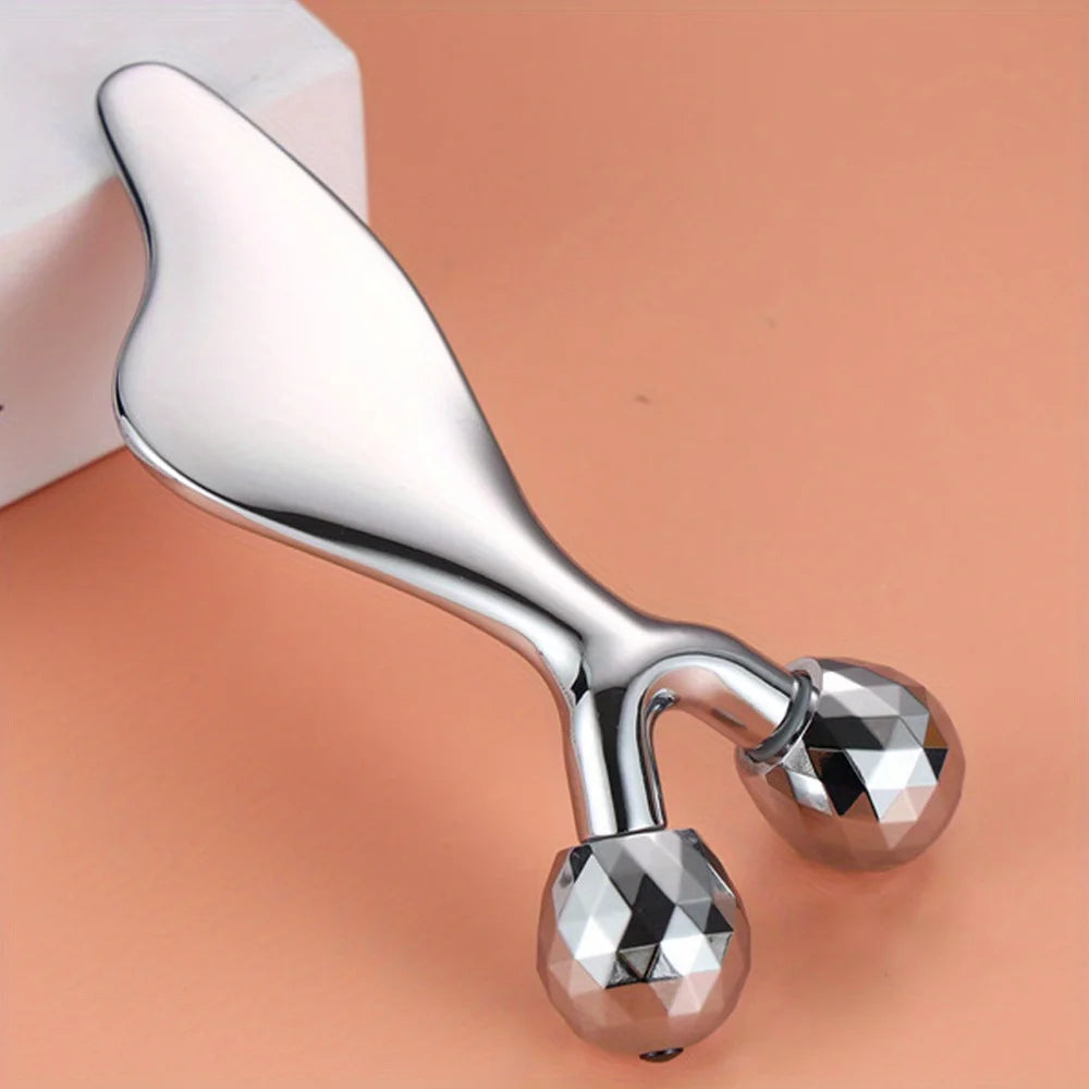 2-in-1 Facial Massager & Gua Sha Tool - 3D Roller for Face Sculpting