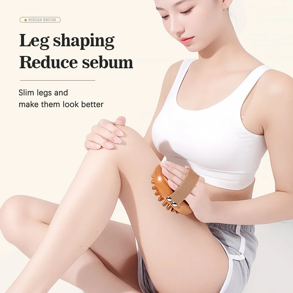Wooden Massage Brush - Multi-Functional Scalp & Body Anti-Cellulite