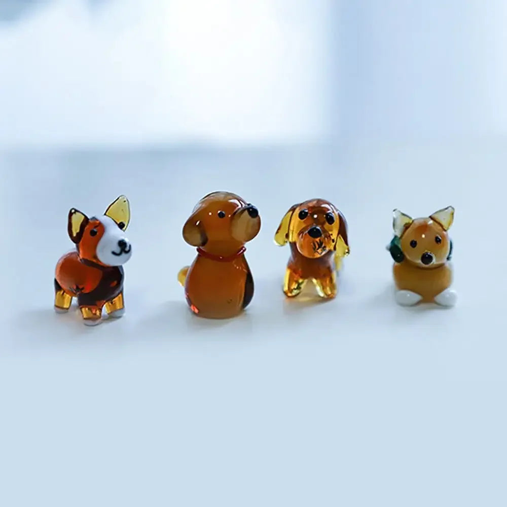 A touch of cuteness for your desk: miniature glass dog ornaments that delight with every handcrafted detail.