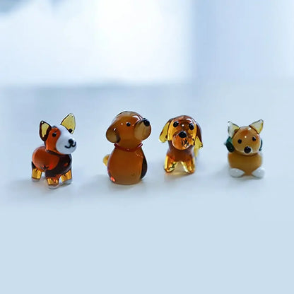 A touch of cuteness for your desk: miniature glass dog ornaments that delight with every handcrafted detail.
