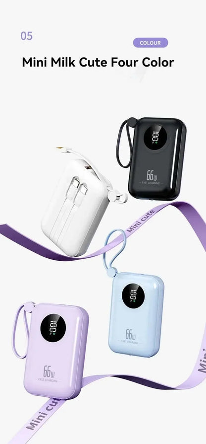 Portable Power Bank 20000mAh Digital - Fast Charging Mobile Battery with Cable