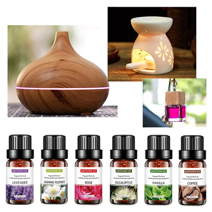 Essential Oil Set 6x10ml - Water-Soluble Aromatherapy Diffuser & Massage Kit