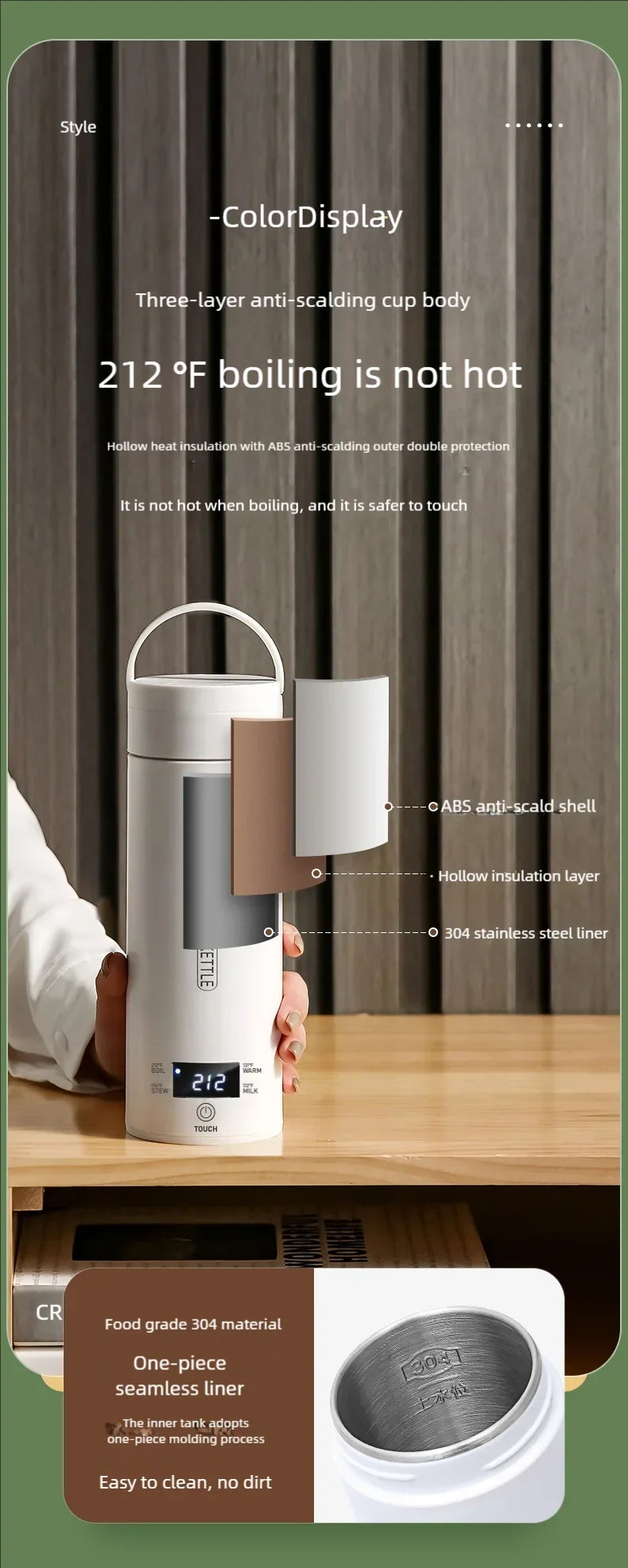 Electric Kettle 500ml Portable Travel - Tea Coffee Water Heater