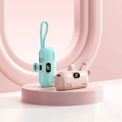 Digital -High Capacity Power Bank 30000mAh - Mini Capsule Fast Charger Mobile Battery Battery with Cable