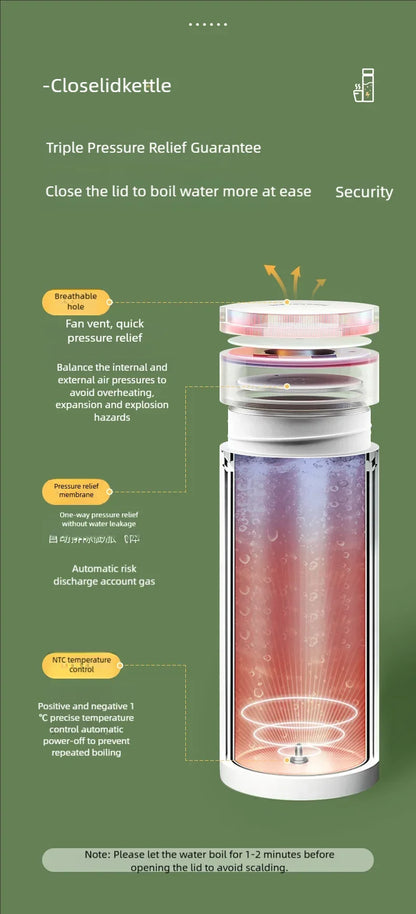 Electric Kettle 500ml Portable Travel - Tea Coffee Water Heater