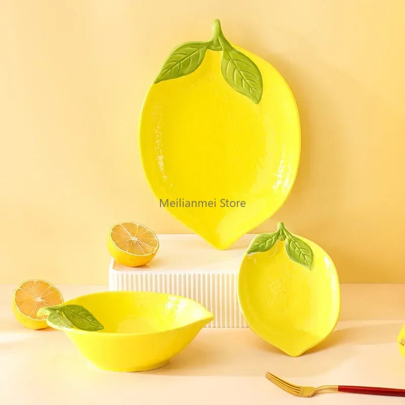 Creative Lemon Ceramic Dinnerware - Fruit Plates and Dessert Bowls Collection
