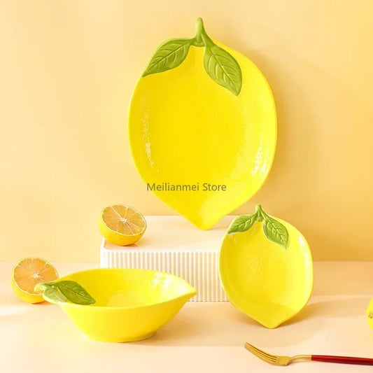 Creative Lemon Ceramic Dinnerware - Fruit Plates and Dessert Bowls Collection