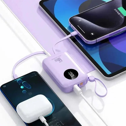 Portable Power Bank 20000mAh Digital - Fast Charging Mobile Battery with Cable