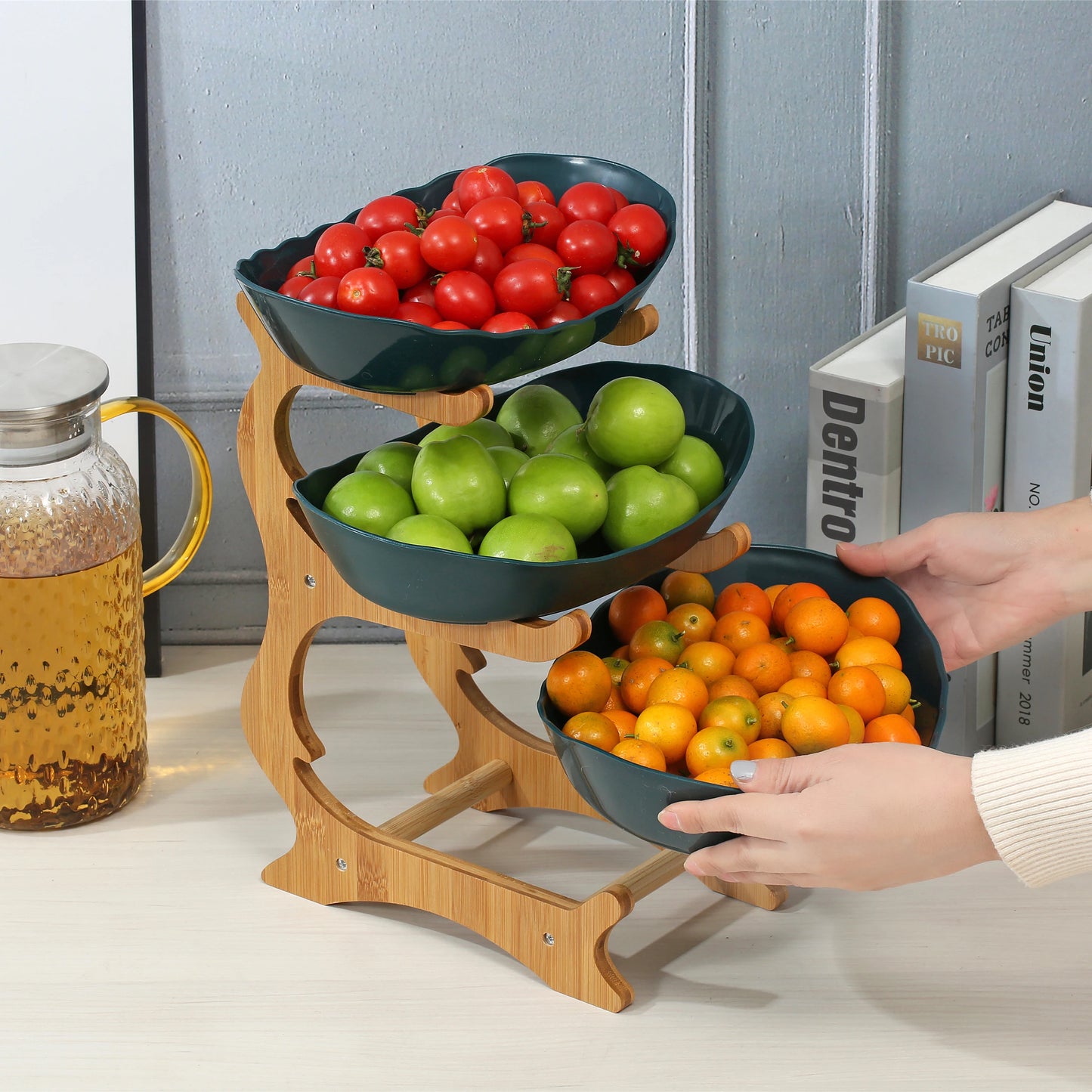 "Multi-Layer Fruit Stand - Modern 3 Tier Snack Dish for Living Room"