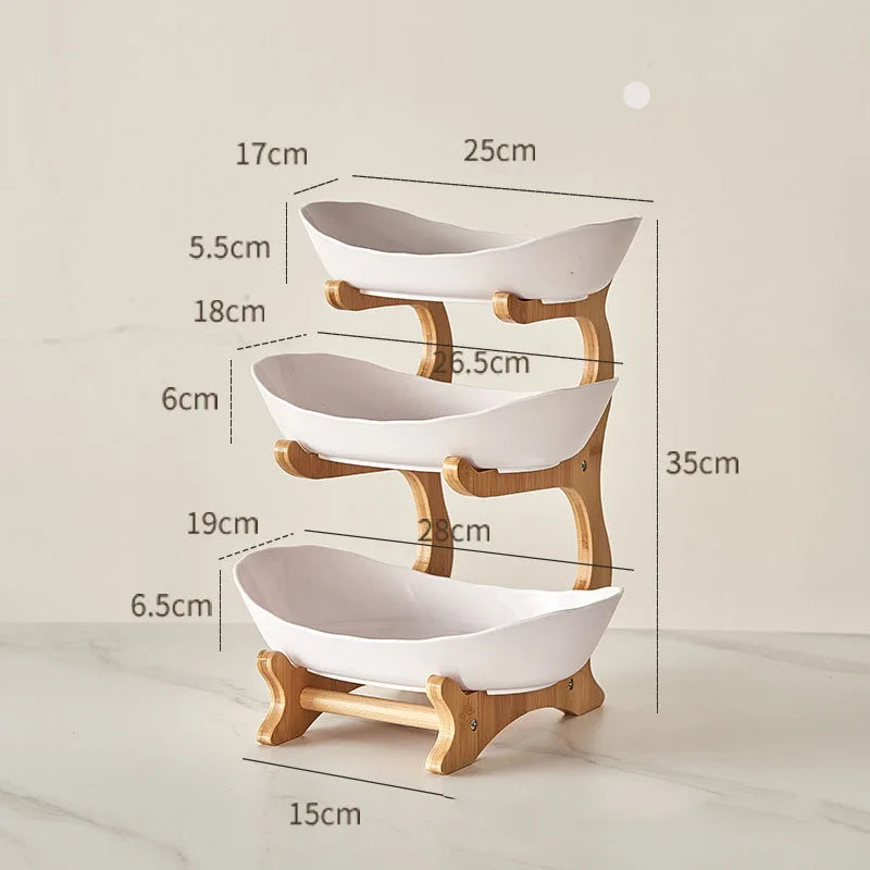 "Multi-Layer Fruit Stand - Modern 3 Tier Snack Dish for Living Room"