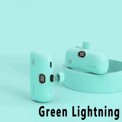 Digital -High Capacity Power Bank 30000mAh - Mini Capsule Fast Charger Mobile Battery Battery with Cable