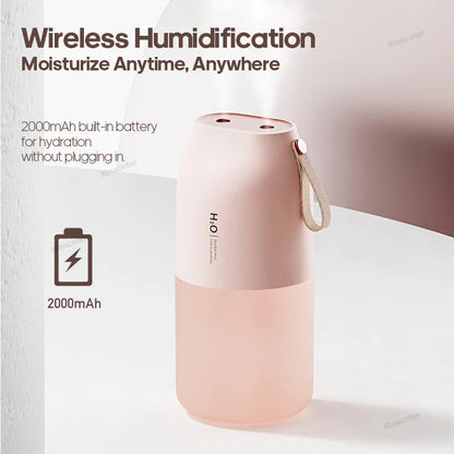 Ultrasonic Humidifier 300ml - Rechargeable 2000mAh USB Portable Mist Diffuser