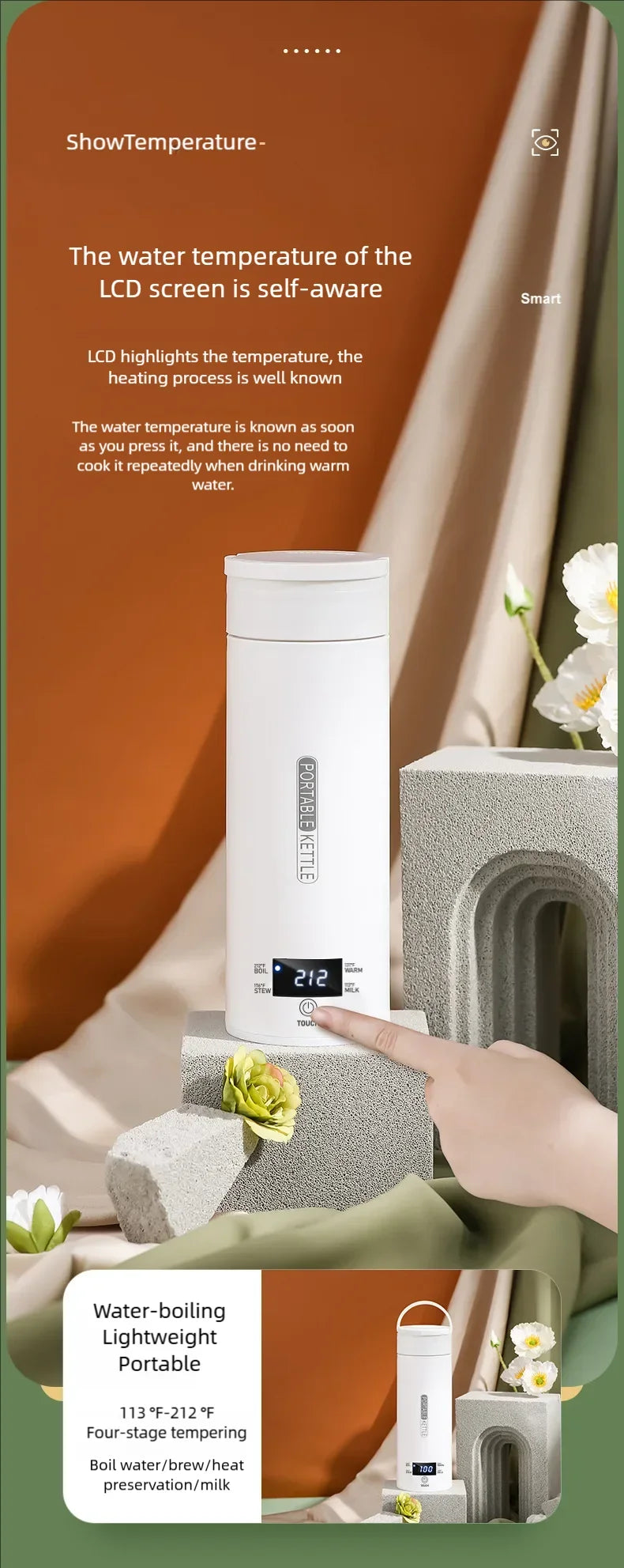 Electric Kettle 500ml Portable Travel - Tea Coffee Water Heater