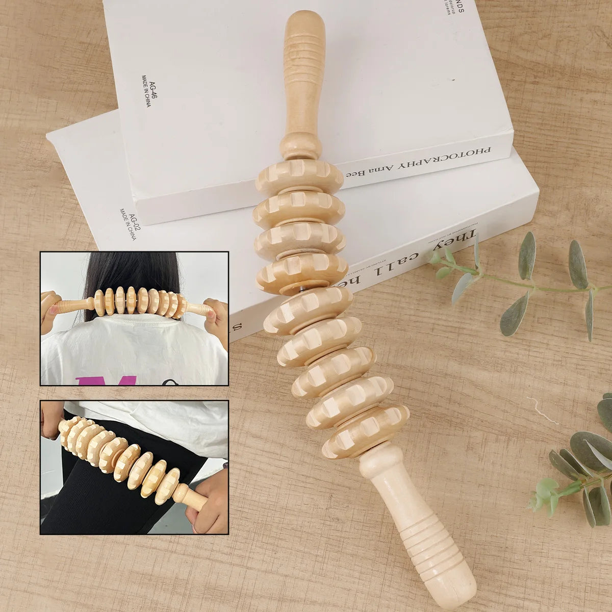 Wooden Massage Roller - Trigger Point Therapy Stick for Muscles & Fascia