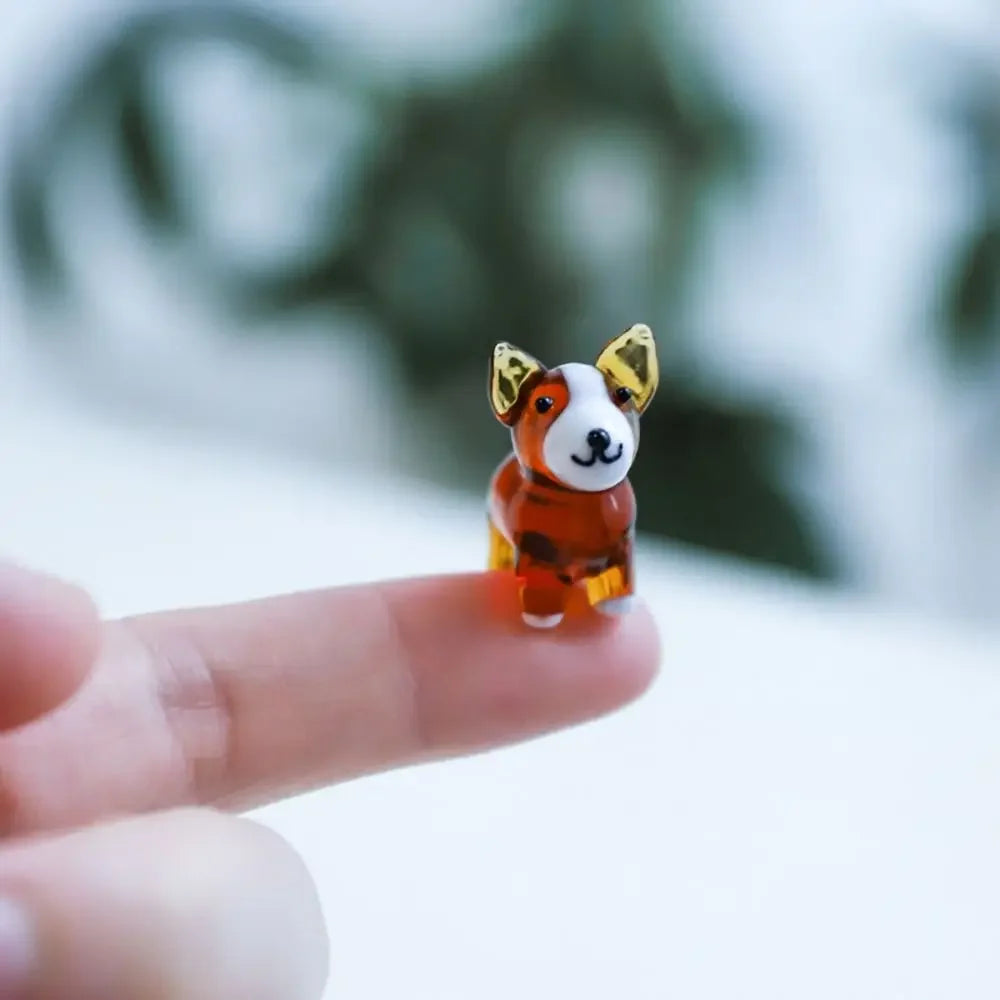 A touch of cuteness for your desk: miniature glass dog ornaments that delight with every handcrafted detail.