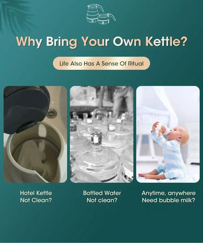 Electric Kettle Mini Foldable 600ml Water Heater Home Hot Water Portable Kitchen Kettle 220V Travel Electric Kettle