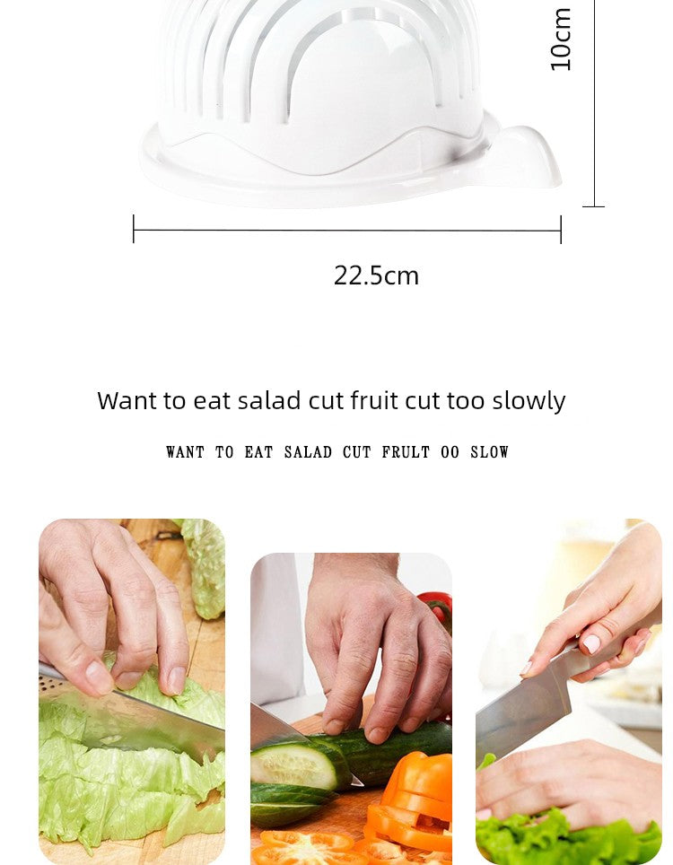 Vegetable Cutting Bowl - Quick Salad Prep Gadget with Slicing Function