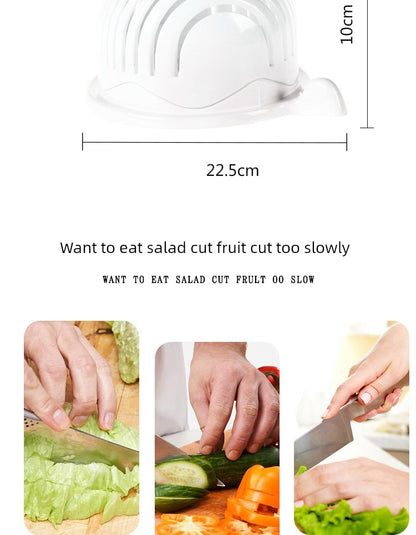 Vegetable Cutting Bowl - Quick Salad Prep Gadget with Slicing Function