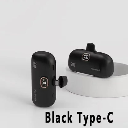Digital -High Capacity Power Bank 30000mAh - Mini Capsule Fast Charger Mobile Battery Battery with Cable